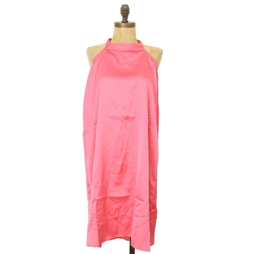 WeWoreWhat Satin Halter Dress Size M Solid Pink Sleeveless Mini NEW B22